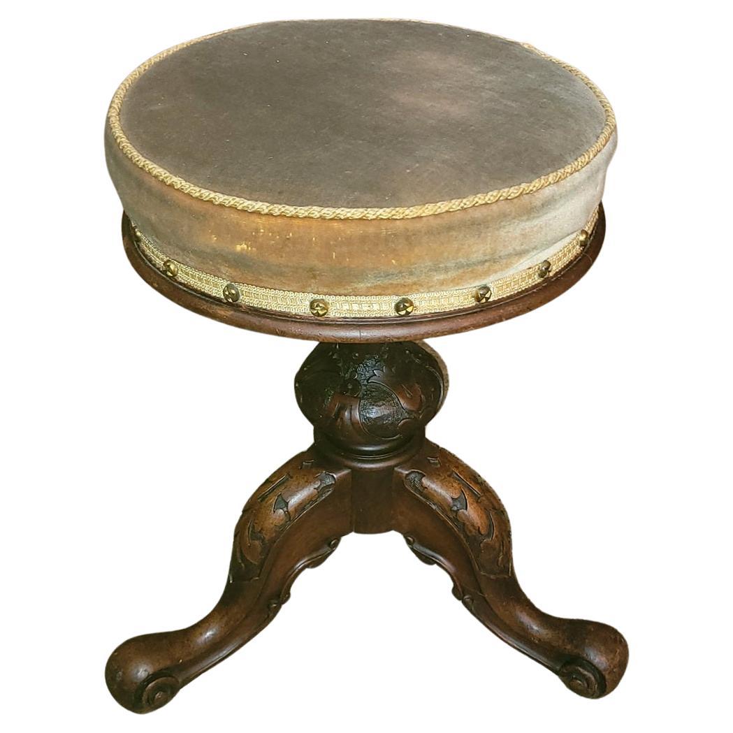 19C Tabouret téléscopique tournant de piano ou de vanité britannique