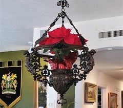 19th Century Bronze and Iron Hanging Planter/Jardinière