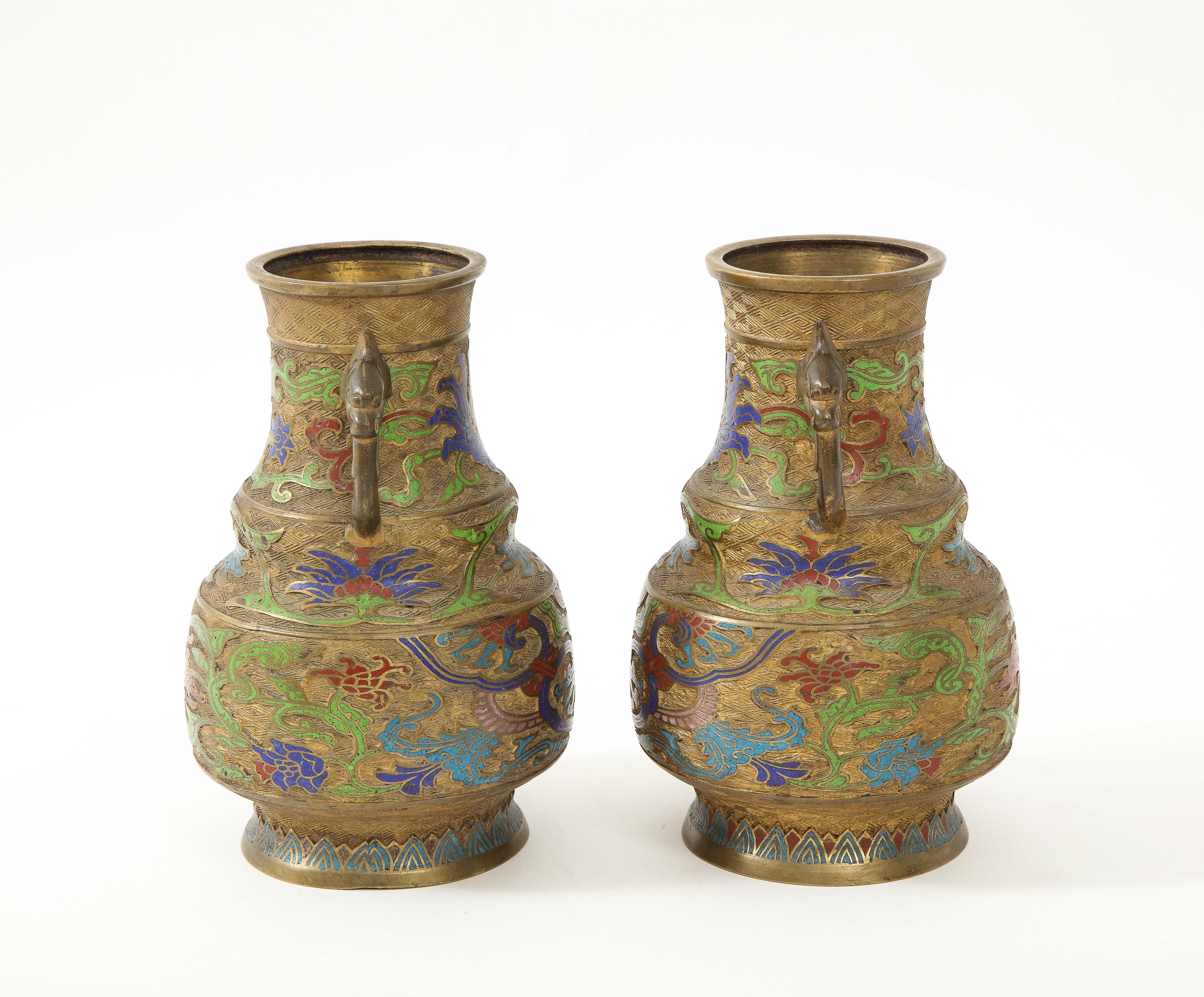 Chinese 19c Bronze Cloisonne Dragon Vessels For Sale