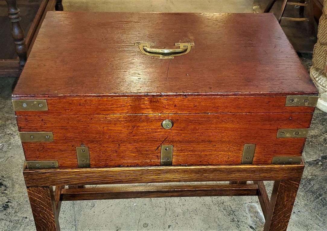 English 19th Century Campaign Candle Box or Chest on Stand by J. Bramah
