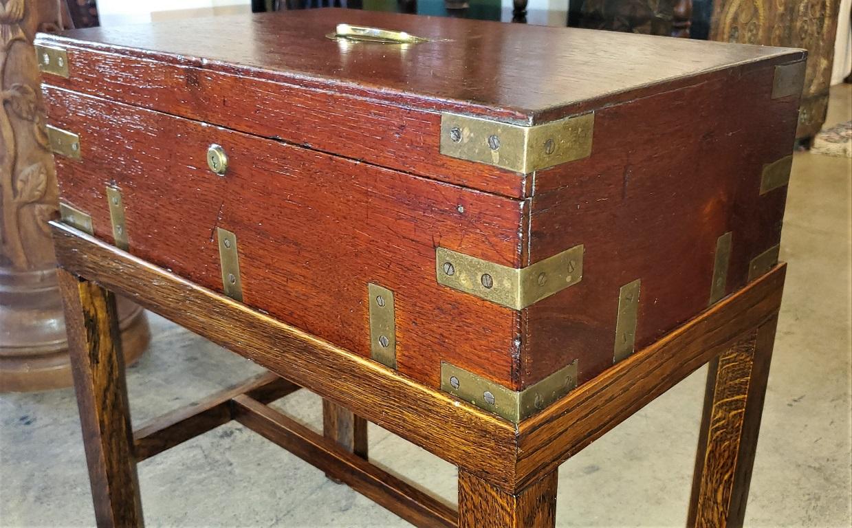 19th Century Campaign Candle Box or Chest on Stand by J. Bramah In Good Condition In Dallas, TX