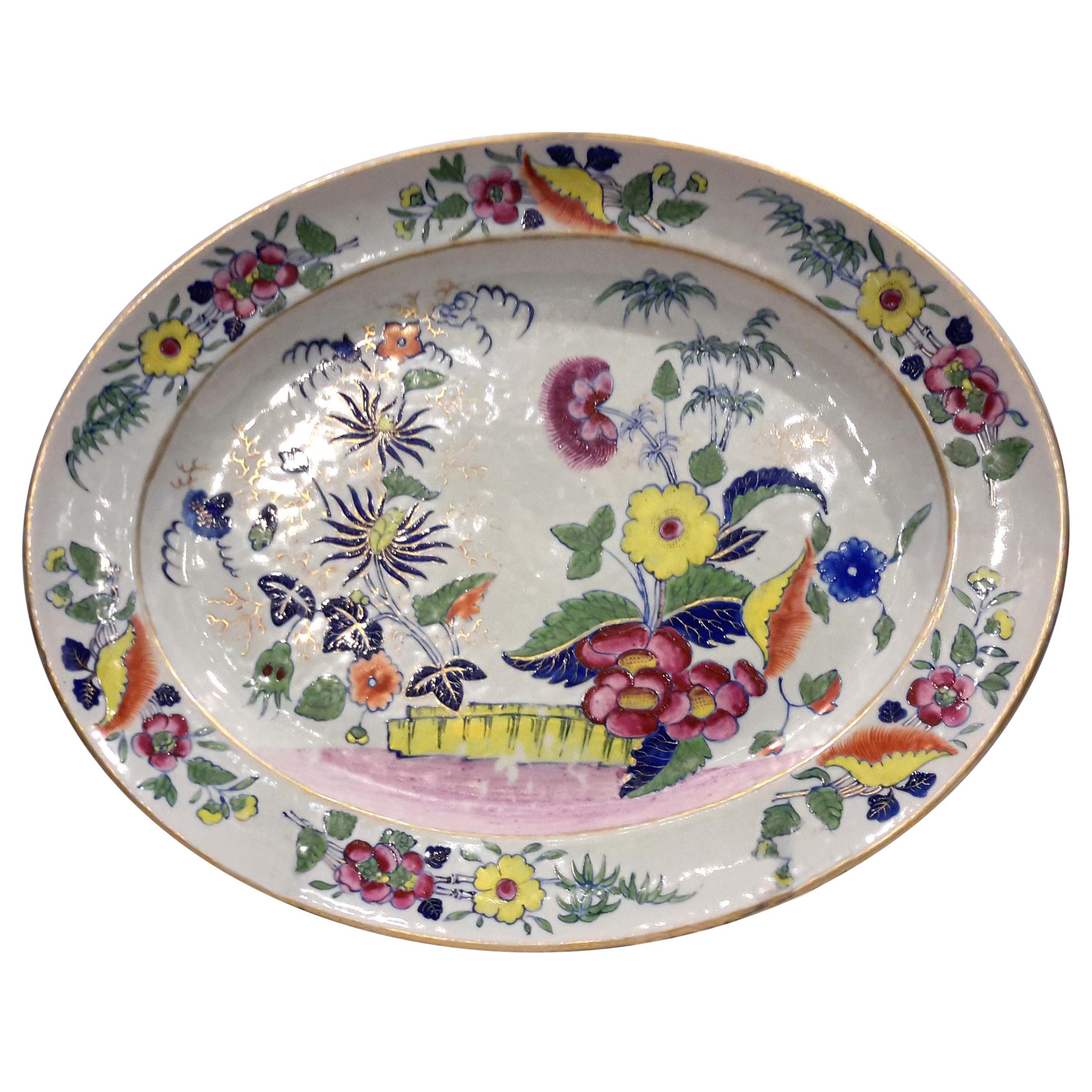 19th Century Chinese Export Porcelain Platter For Sale