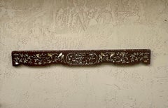 Elemento Arquitectónico Chino Del Siglo XIX De Madera De Nogal Y Nácar Tallado A Mano