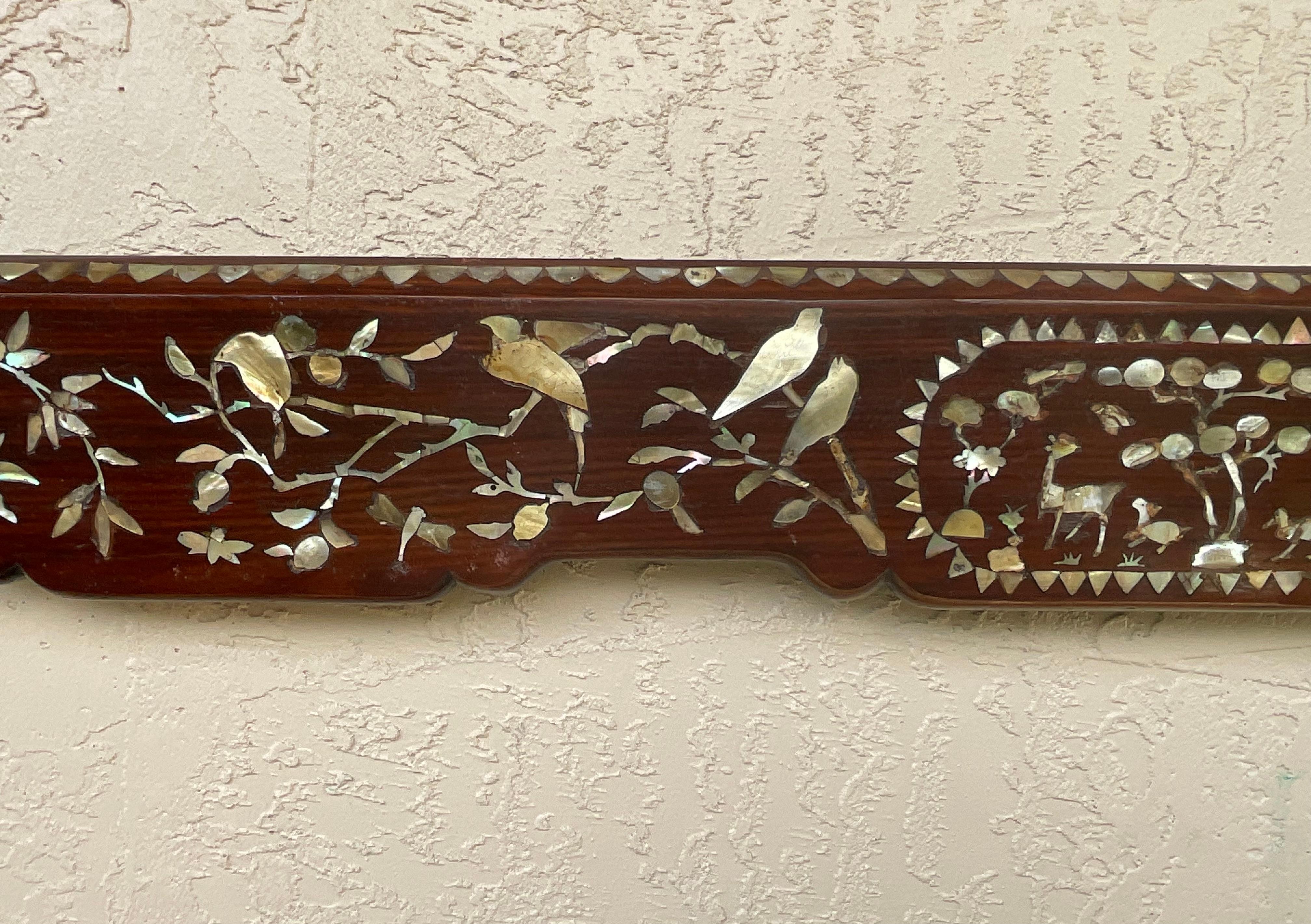Mother-of-Pearl 19c Chinese HandCarved Walnut Wood And Mother Of Perl Architectural Element   For Sale