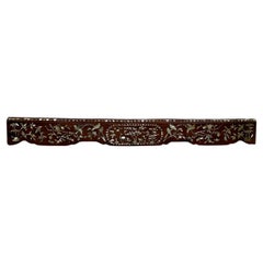 Antique 19c Chinese HandCarved Walnut Wood And Mother Of Perl Architectural Element  
