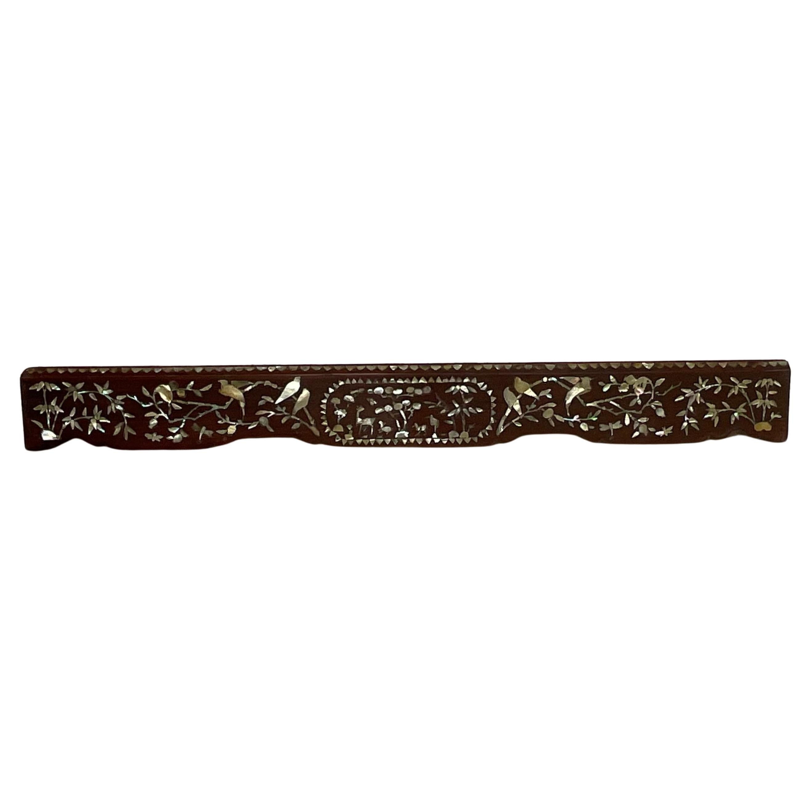 19c Chinese HandCarved Walnut Wood And Mother Of Perl Architectural Element   For Sale