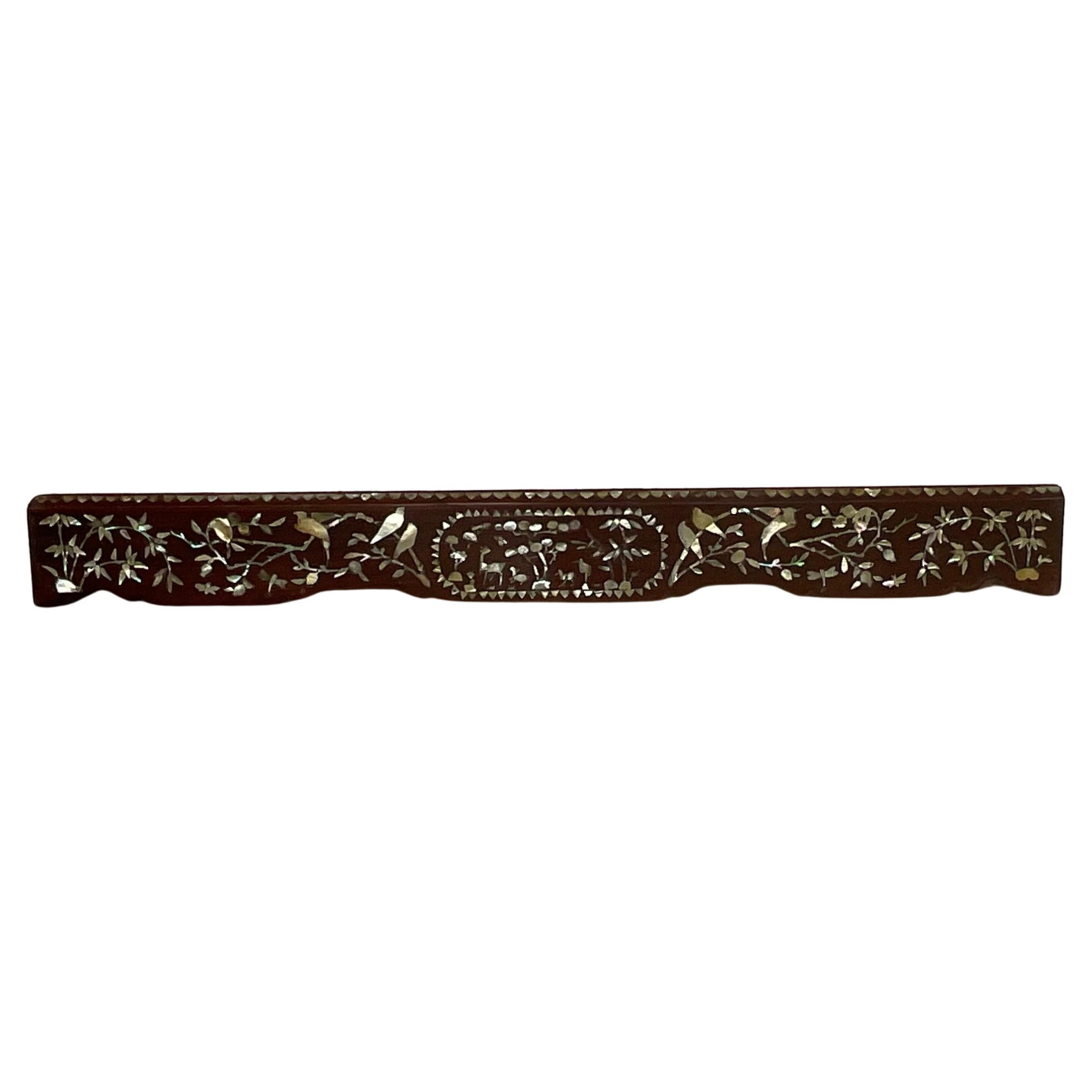 19c Chinese HandCarved Walnut Wood And Mother Of Perl Architectural Element  