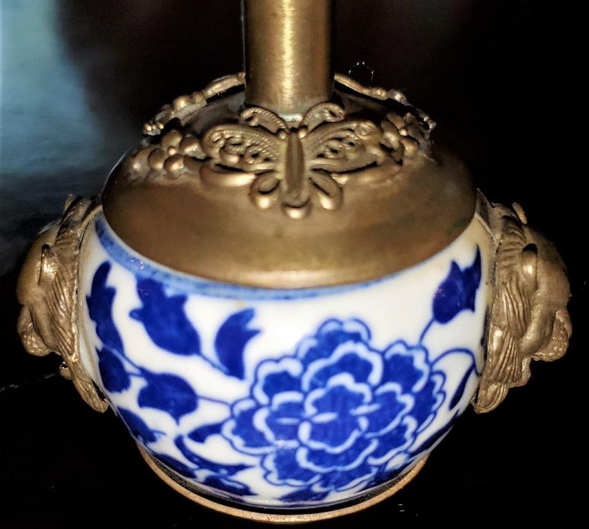 19th Century Chinese Tibetan Pewter Porcelain Snuff Bottle 4