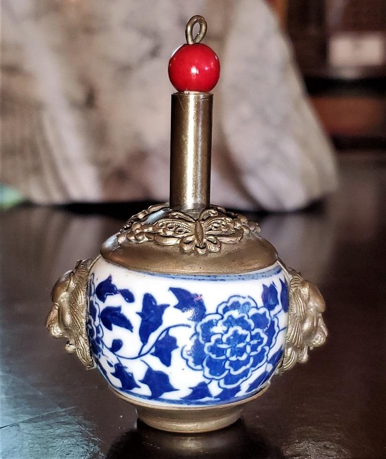 19th Century Chinese Tibetan Pewter Porcelain Snuff Bottle 10