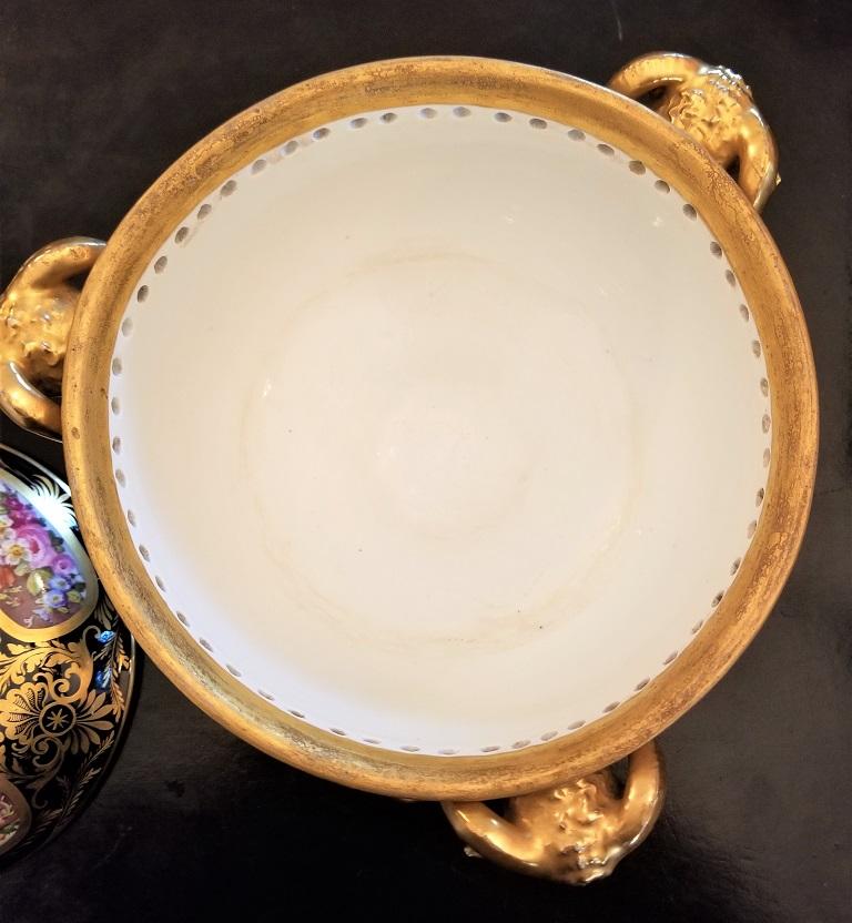 Gold Plate 19th Century Derby Porcelain Lidded Centerpiece For Sale