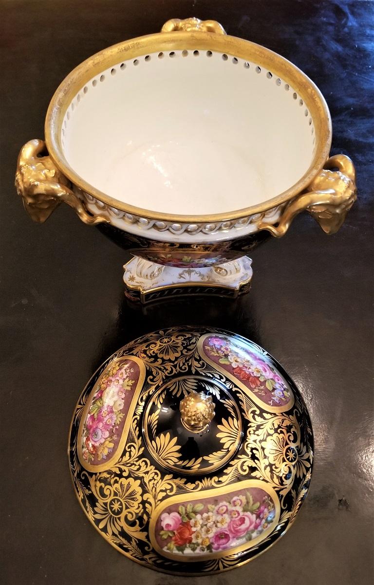 19th Century Derby Porcelain Lidded Centerpiece For Sale 1