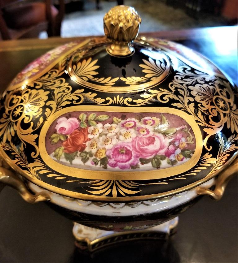 19th Century Derby Porcelain Lidded Centerpiece For Sale 2
