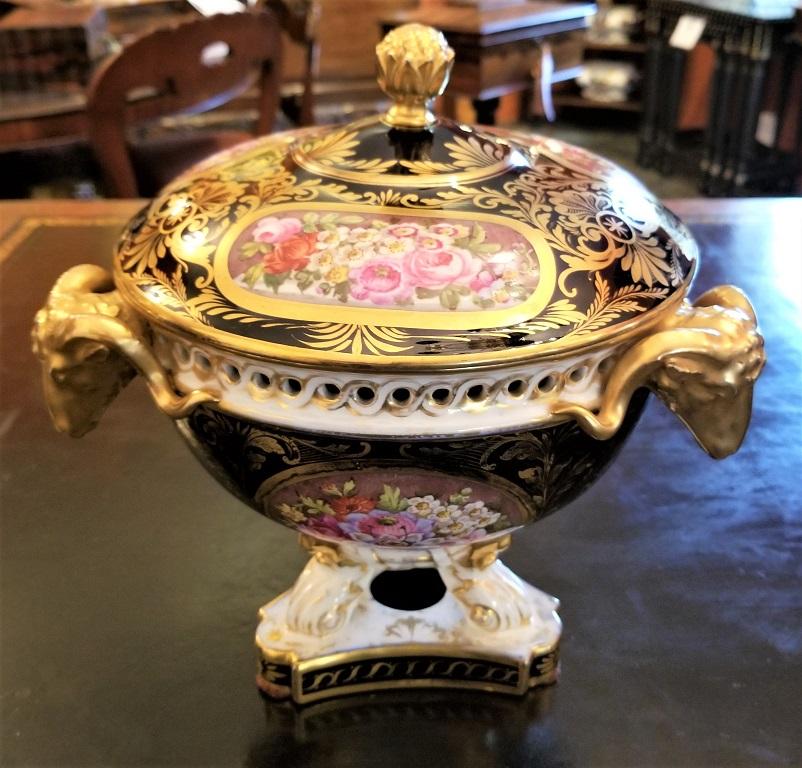 19th Century Derby Porcelain Lidded Centerpiece For Sale 4