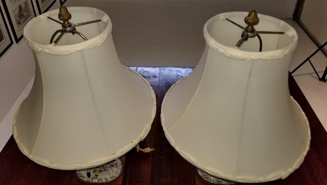 19th Century Dresden Porcelain Style Pair of Table Lamps 2