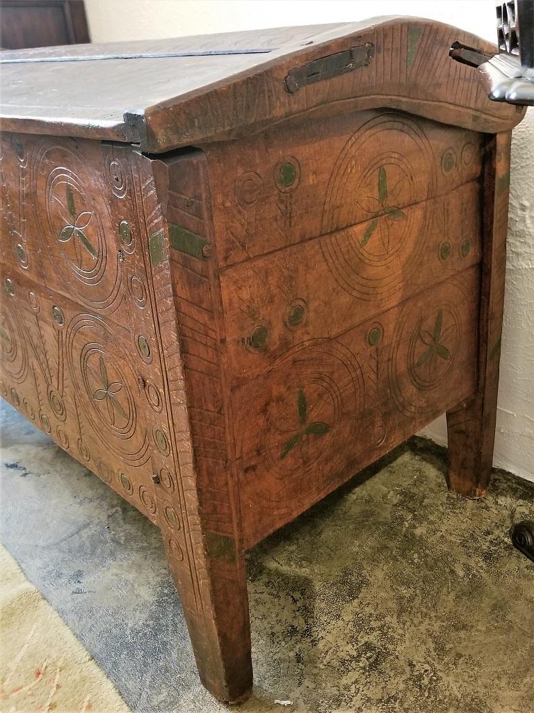 Pine 19th Century Eastern European Shepherds Coffer or Chest