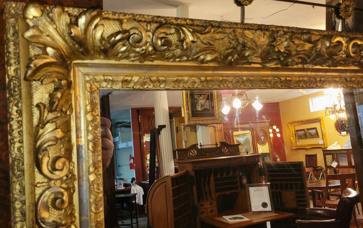 19th Century English Baroque Gilt Floral Wall Mirror For Sale 2