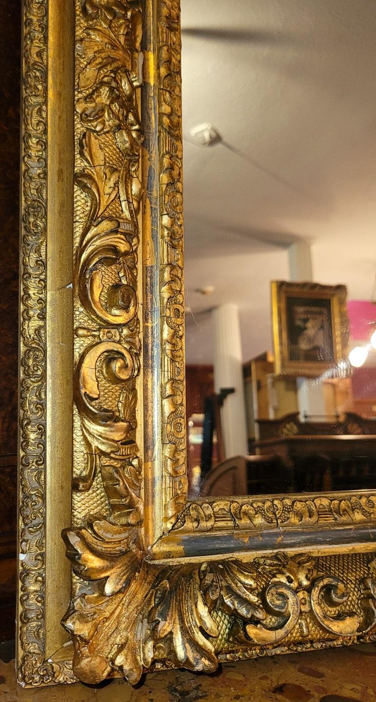 19th Century English Baroque Gilt Floral Wall Mirror For Sale 3