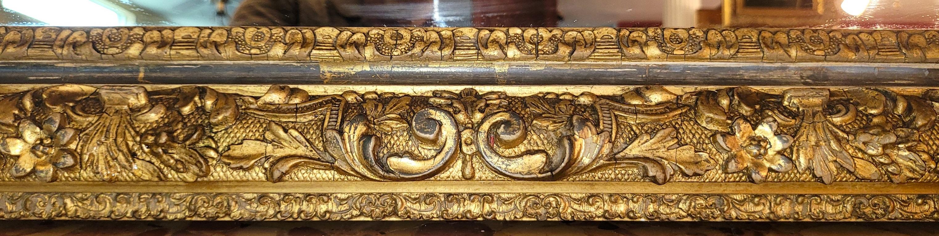 19th Century English Baroque Gilt Floral Wall Mirror For Sale 4