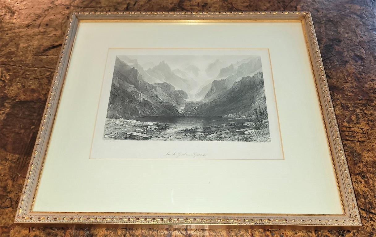 XIXe siècle Gravure du lac Gaube dans les Pyrénées du 19e siècle par T Allom en vente