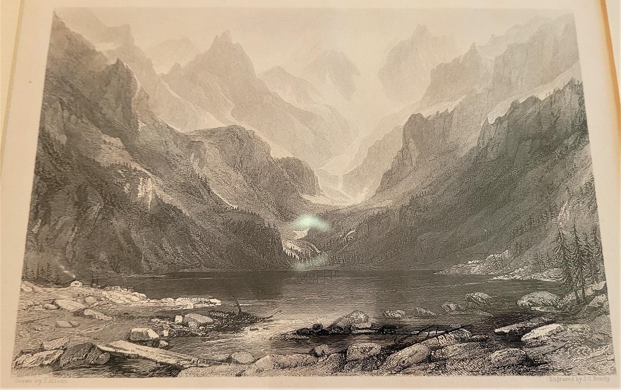 Gravure du lac Gaube dans les Pyrénées du 19e siècle par T Allom en vente 1