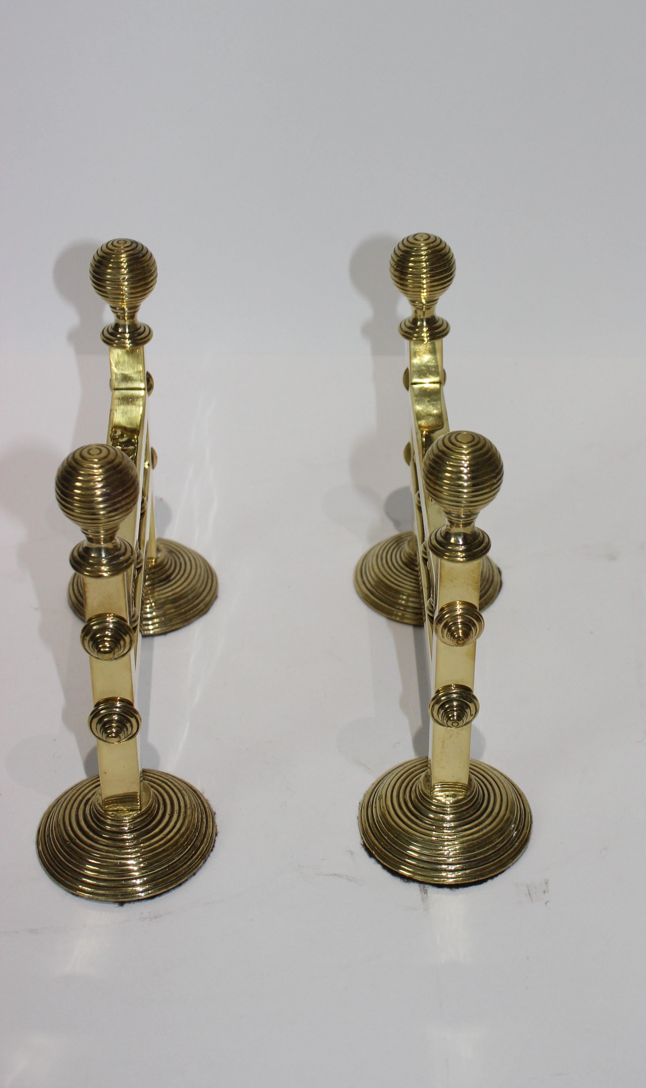 English 19th Century Fireplace Accessories, Trio of Fireplace Tools on Pair Tool Racks For Sale