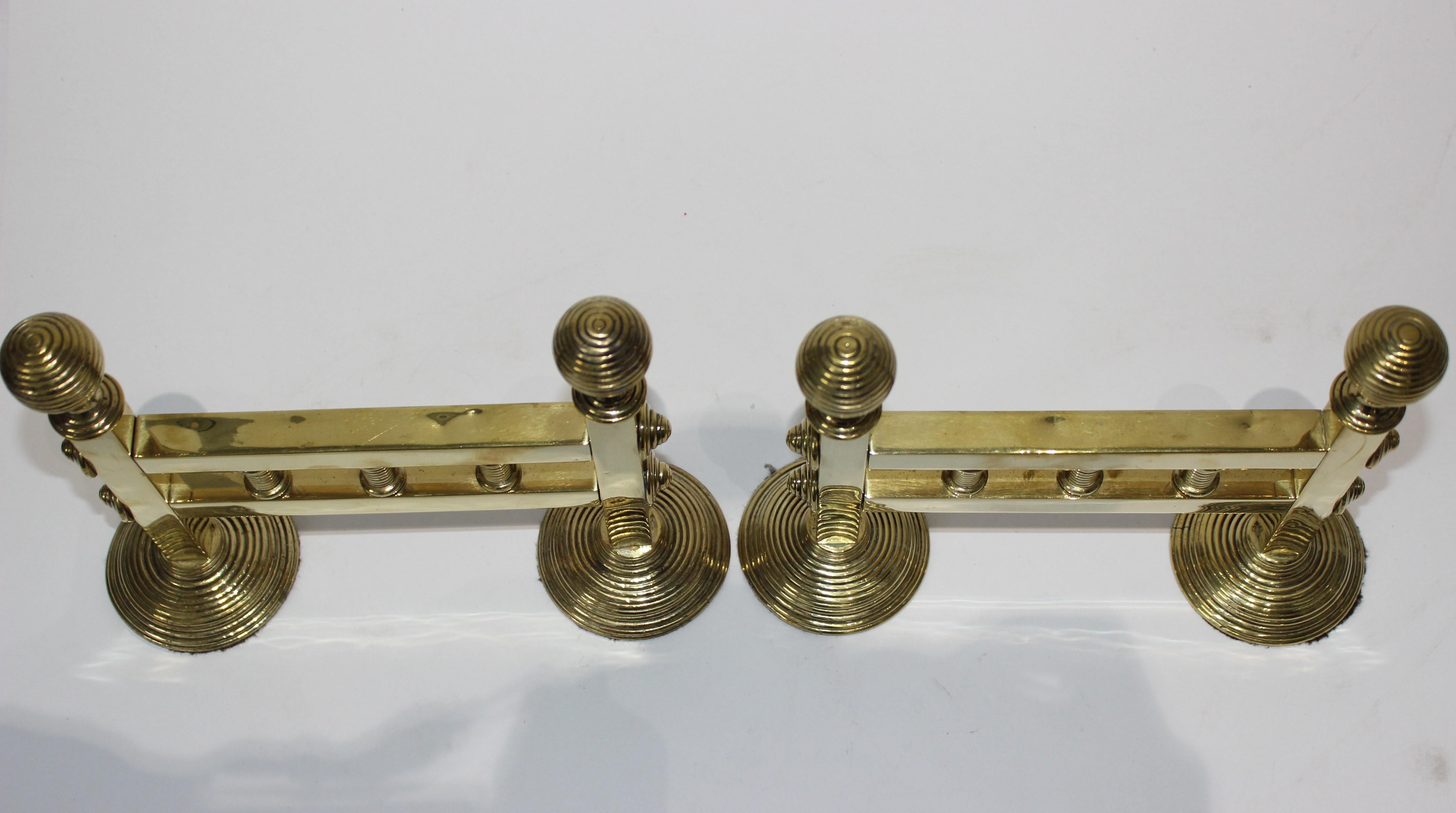 19th Century Fireplace Accessories, Trio of Fireplace Tools on Pair Tool Racks In Good Condition For Sale In West Palm Beach, FL