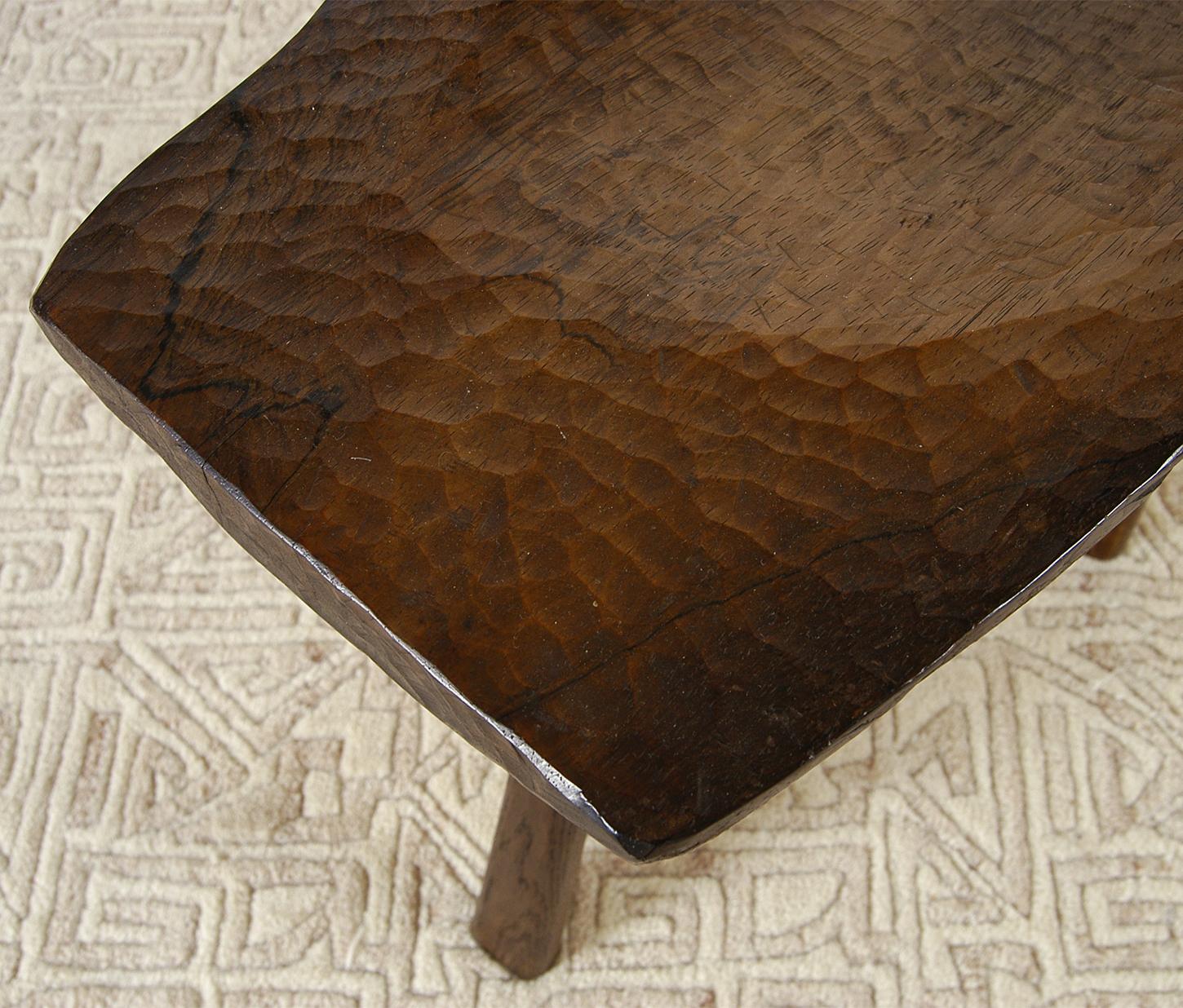 19c Folk Art Country Swedish Adze Carved Rosewood Tripod Table Bowl Decorative For Sale 5