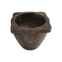 19c French Antique Black Stone Mortar Bowl
