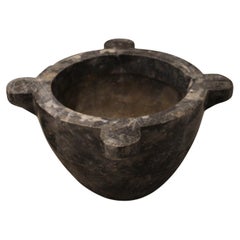 19c French Antique Black Stone Mortar Bowl