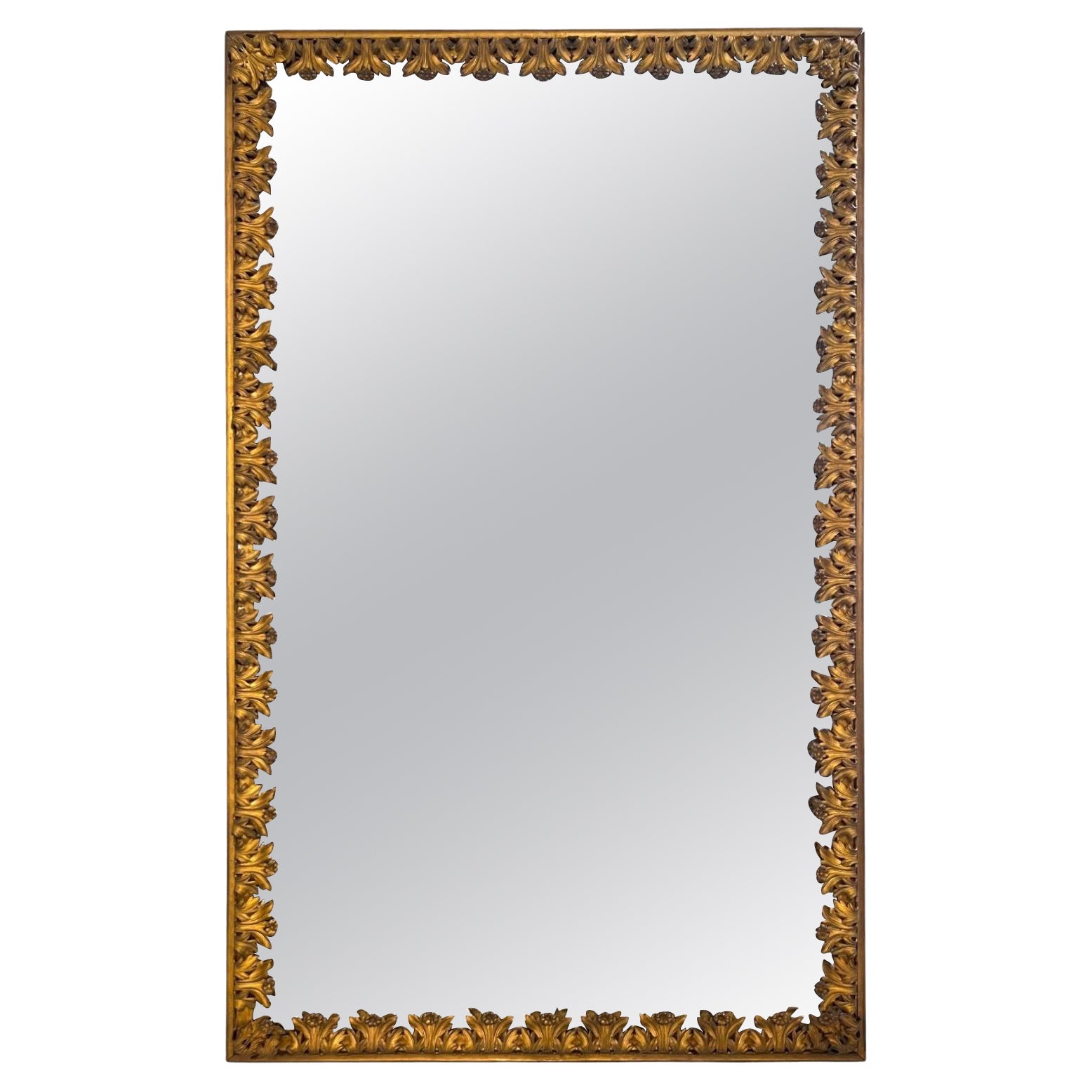 19c Francés Antiguo Latón Bistro Espejo de Pie en venta