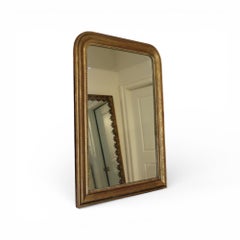 19c French Antique Gilded Louis Philippe Mirror with Flower Detail