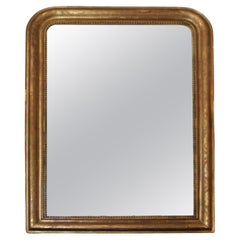 19c French Antique Gilded Louis Philippe Mirror with Flower Detail