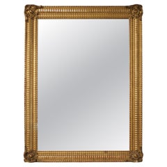 Antique Mirror francese del 19c, dorato, con dettaglio di increspatura