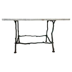 19c French Antique Pastry Table with Faux Bois Iron Base 
Marble Top