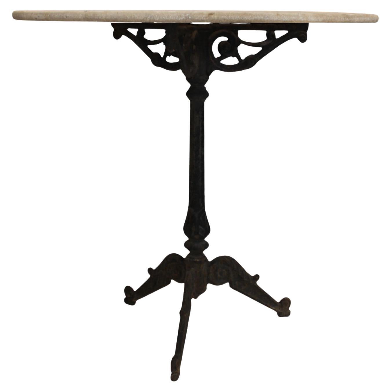19c French Antique Stone Top Table with Iron Base