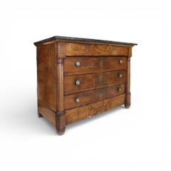 19c French Antique Walnut Empire Chest with Columns