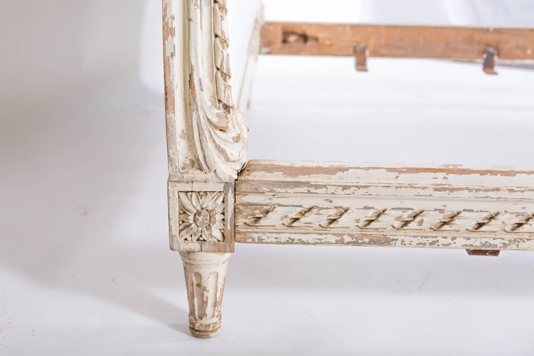 Wood 19th Century French Bed with Elaborate Carving
