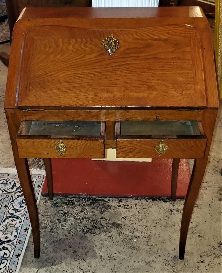 Hand-Crafted 19th Century French Country Golden Oak Bureau