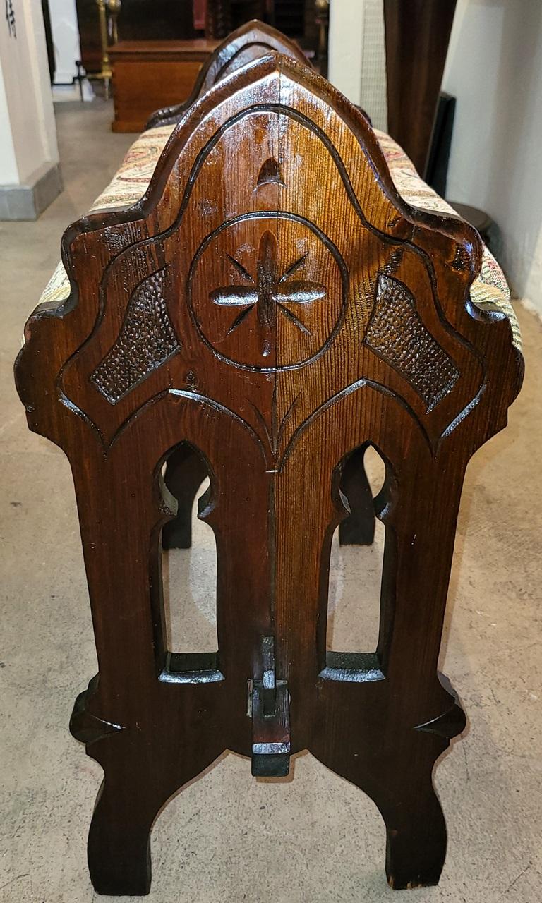 PRESENTING A LOVELY 19C French Gothic Revival Bench/Stool or Organ Stool/Bench seat.

Made in rural/provincial France (possibly Brittany) circa 1860-80 and in the Gothic Revival Style.

We are of the opinion that the wood is ‘chestnut’ and not