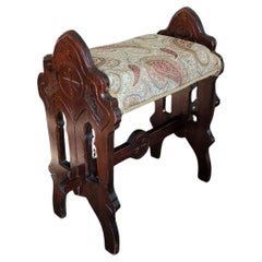 Vintage 19C French Gothic Revival Bench or Stool