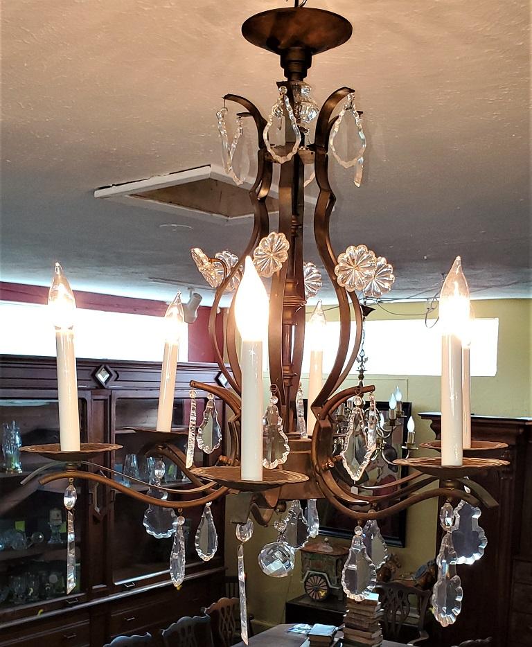 Belle Époque 19C French Iron and Crystal Chandelier