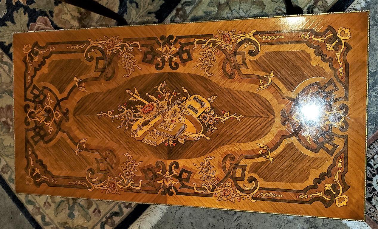 Louis XVI 19th Century French Low Side Table with Musical Marquetry Top