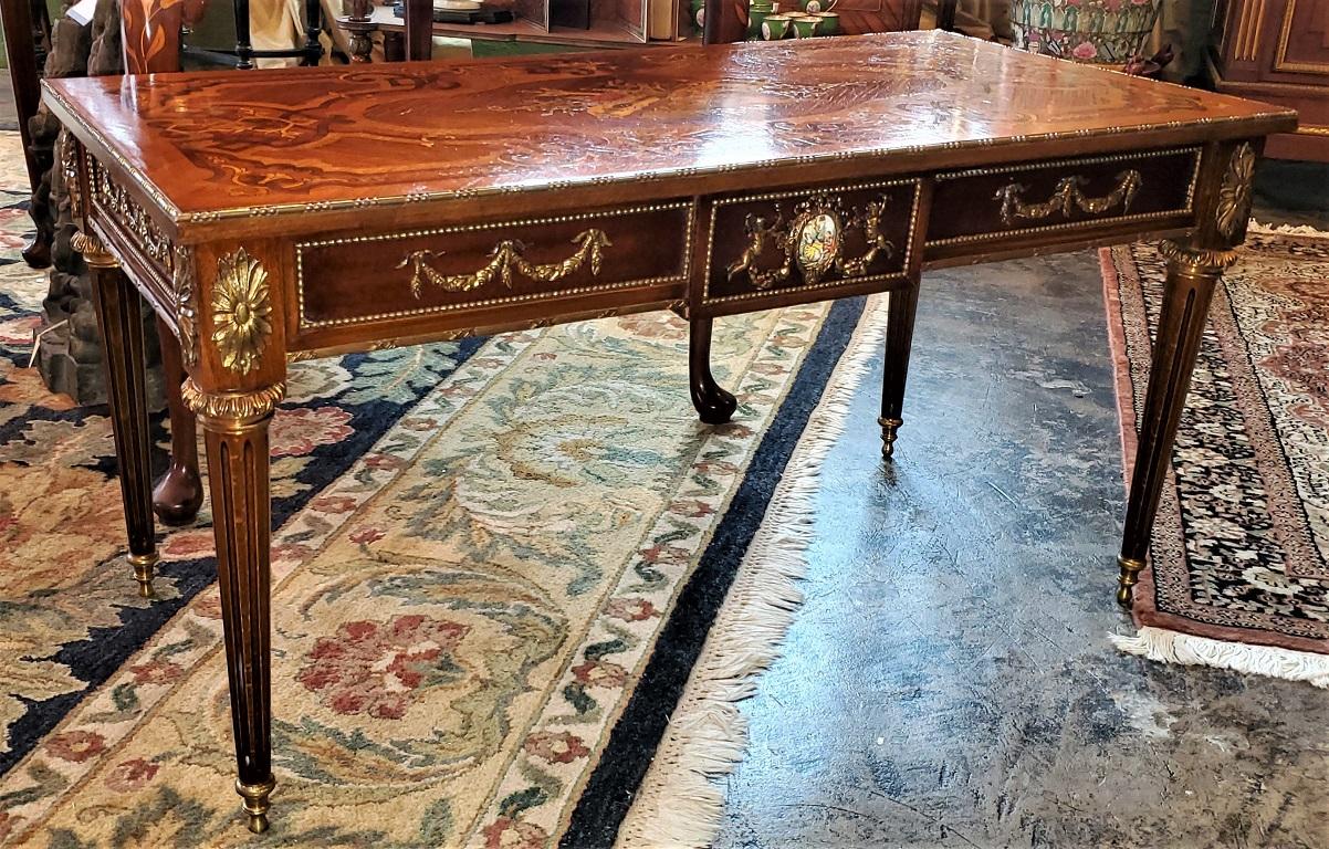 Hand-Crafted 19th Century French Low Side Table with Musical Marquetry Top