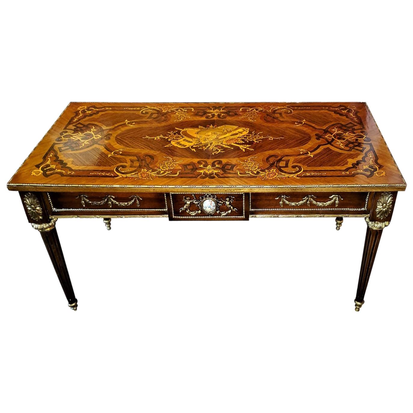 19th Century French Low Side Table with Musical Marquetry Top