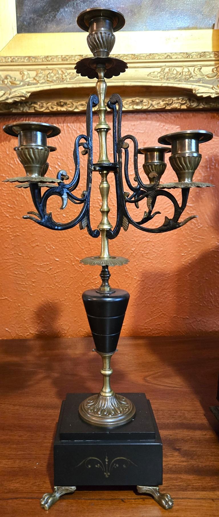 19C French Mantle Clock with Candelabra Garnitures by J. Marti (Paris) For Sale 3