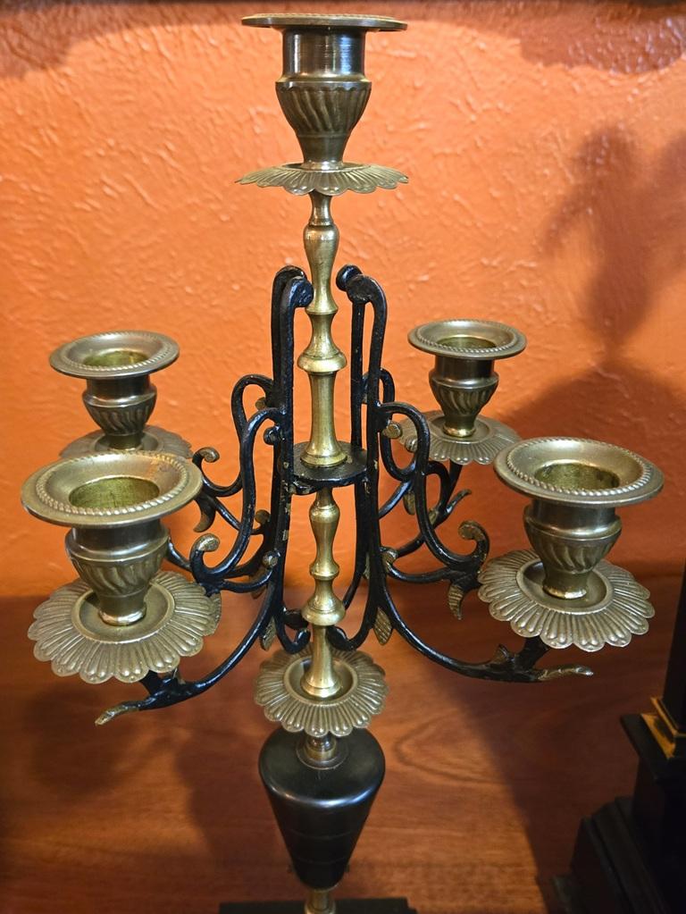 19C French Mantle Clock with Candelabra Garnitures by J. Marti (Paris) For Sale 4