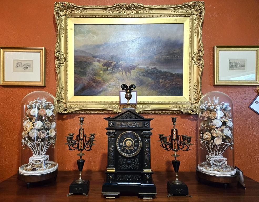 19C French Mantle Clock with Candelabra Garnitures by J. Marti (Paris) For Sale 10