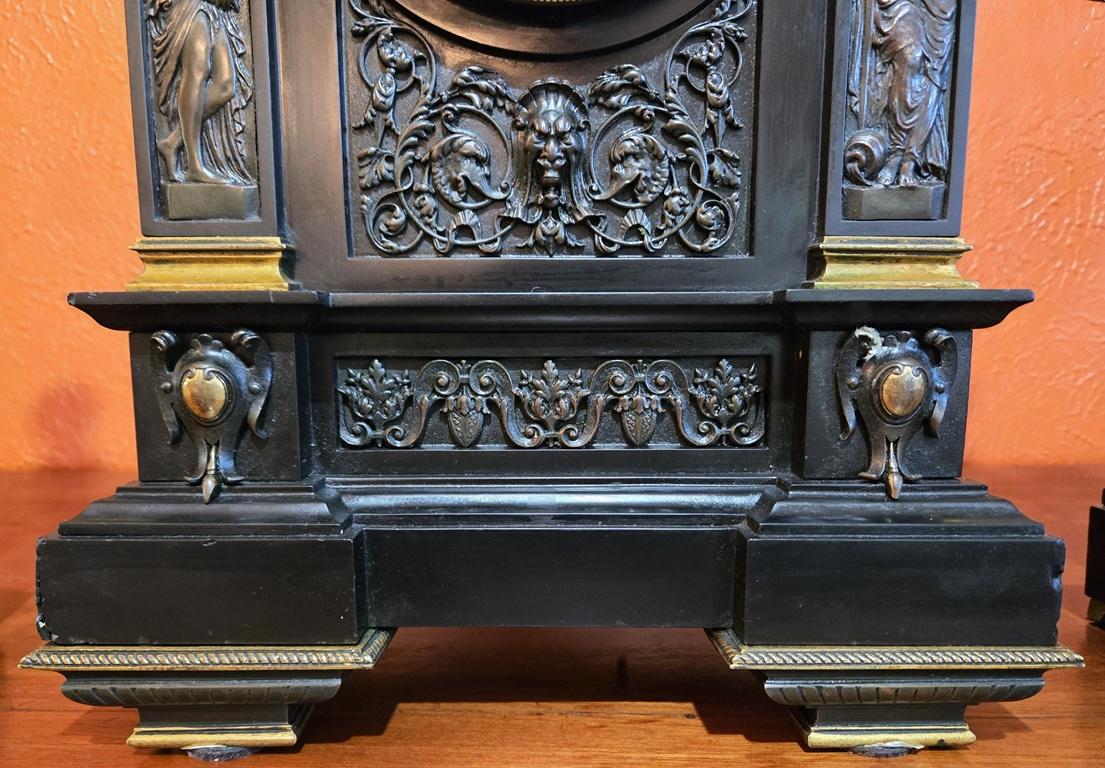 19C French Mantle Clock with Candelabra Garnitures by J. Marti (Paris) For Sale 1