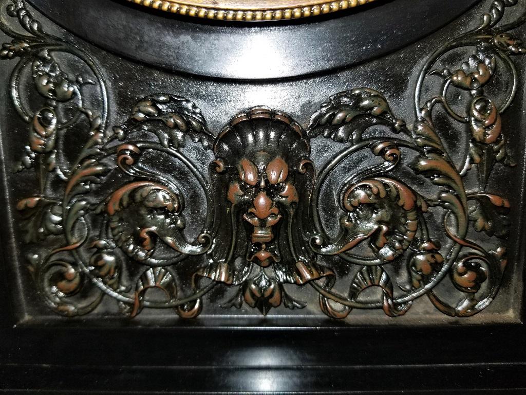 19th Century French Slate & Bronze Clock by Marti In Good Condition For Sale In Dallas, TX