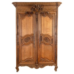 19C French Solid Oak Armoire Du Marriage from Normandy